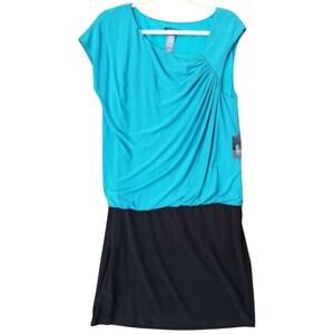 NWT New Bisou Bisou Womens Size 12 PolySpandex Ruched Asymmetrical Dress